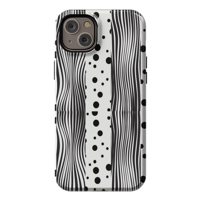 iPhone 14 Plus StrongFit polka stripes white and black by MALLIKA