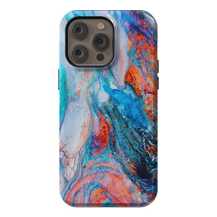 iPhone 14 Pro max StrongFit Marble Effect Color Pouring Acrylic Abstract Painting by BluedarkArt