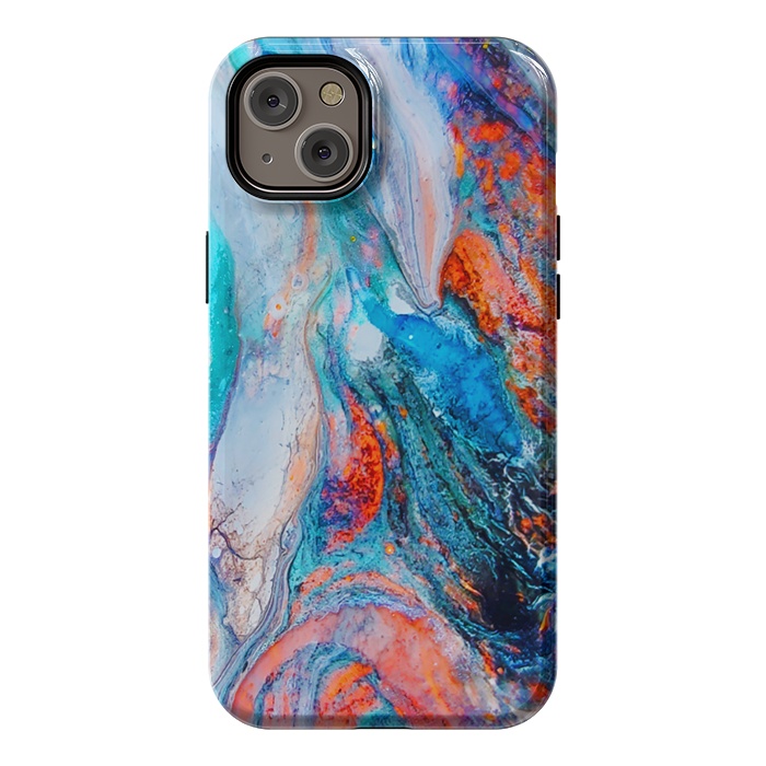 iPhone 14 Plus StrongFit Marble Effect Color Pouring Acrylic Abstract Painting by BluedarkArt