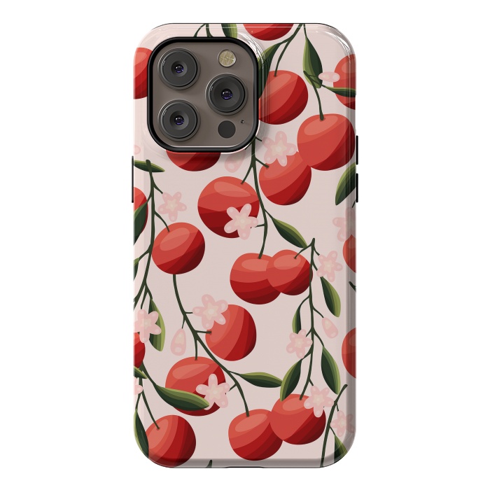 iPhone 14 Pro max StrongFit Orange pattern, on pale pink by Jelena Obradovic