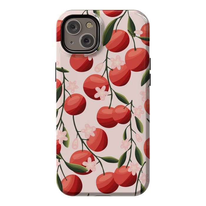 iPhone 14 Plus StrongFit Orange pattern, on pale pink by Jelena Obradovic