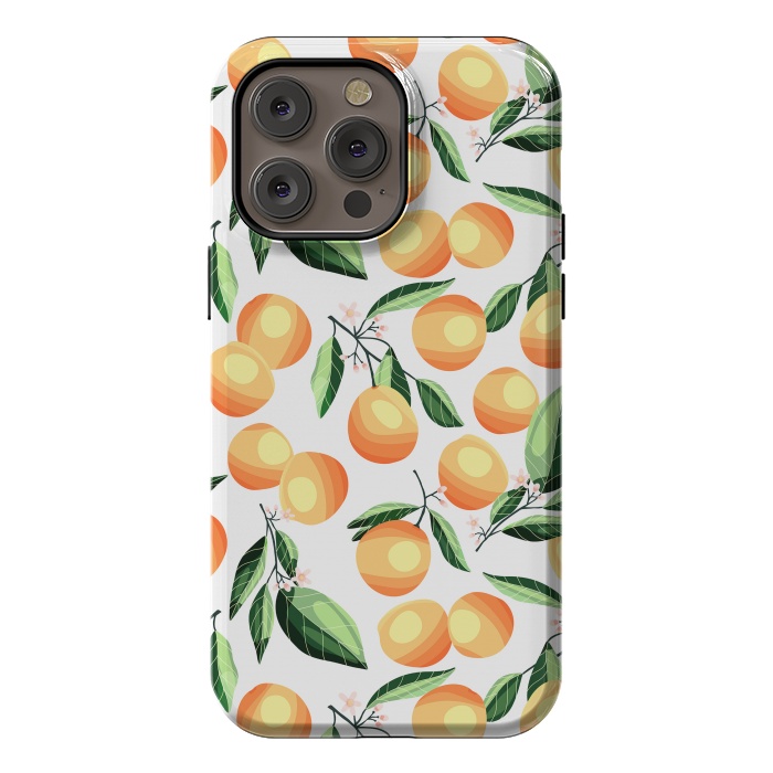 iPhone 14 Pro max StrongFit Orange pattern, on white by Jelena Obradovic