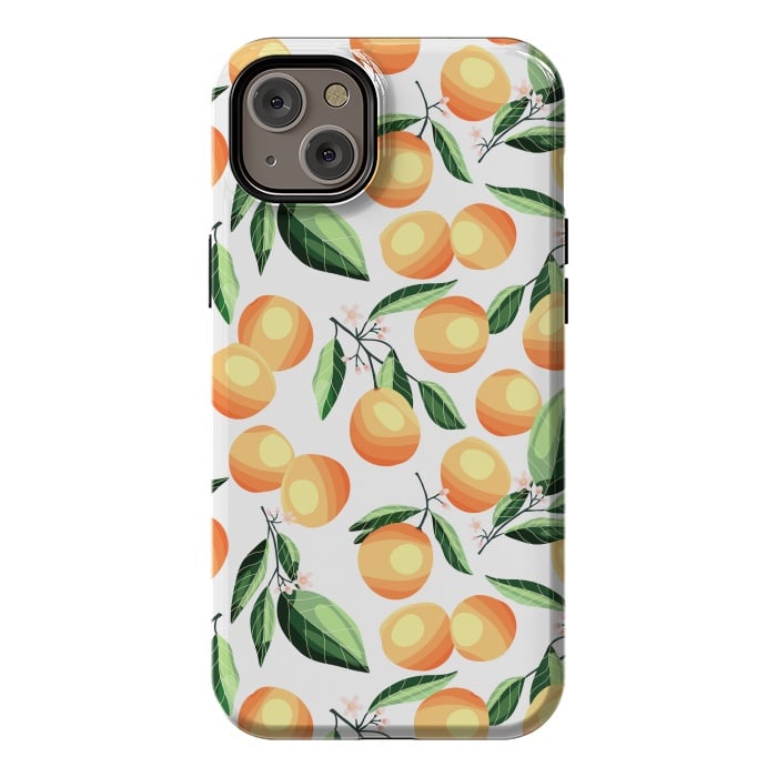 iPhone 14 Plus StrongFit Orange pattern, on white by Jelena Obradovic