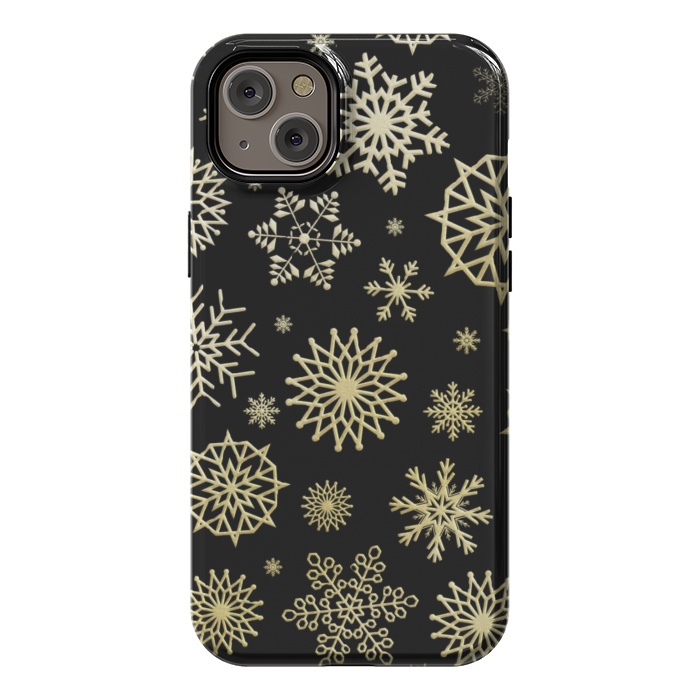 iPhone 14 Plus StrongFit black gold snowflakes by haroulita