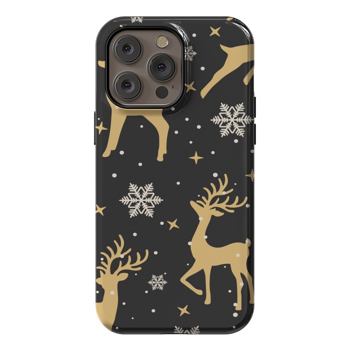 iPhone 14 Pro max StrongFit gold deers xmas  by haroulita