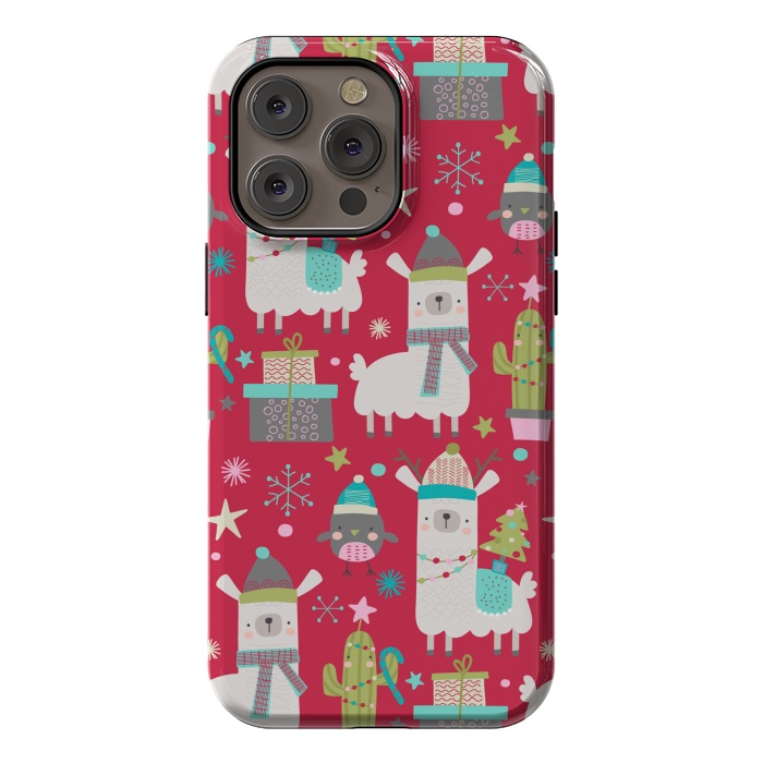 iPhone 14 Pro max StrongFit cute christmas llama by haroulita