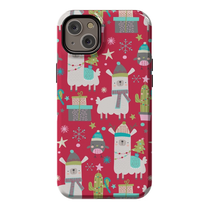 iPhone 14 Plus StrongFit cute christmas llama by haroulita