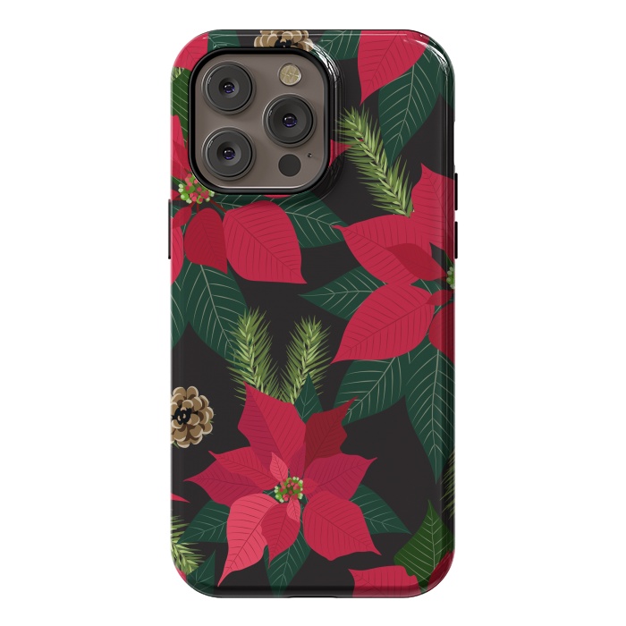 iPhone 14 Pro max StrongFit Christmas poinsetta flowers by haroulita