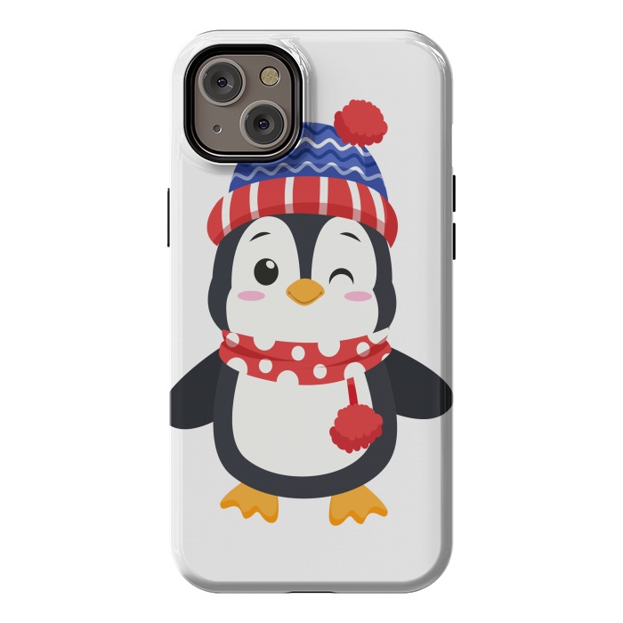 iPhone 14 Plus StrongFit adorable penguin with winter clothes by haroulita