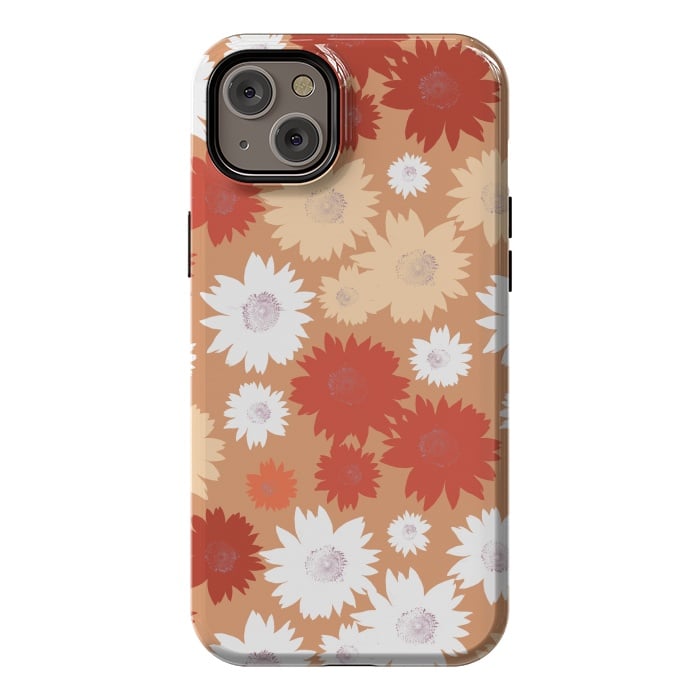 iPhone 14 Plus StrongFit Retro flowers - graphic orange beige petals by Oana 