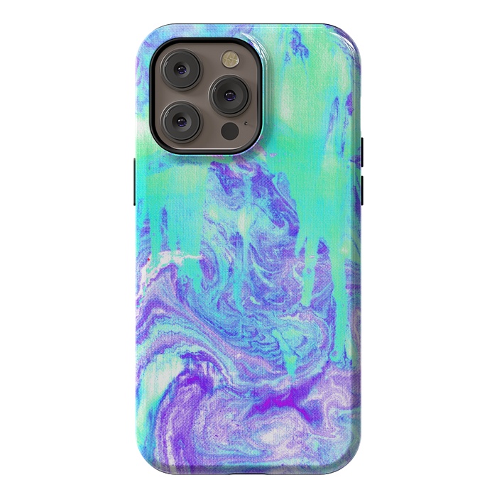 iPhone 14 Pro max StrongFit Melting Marble in Mint & Purple by Tangerine-Tane