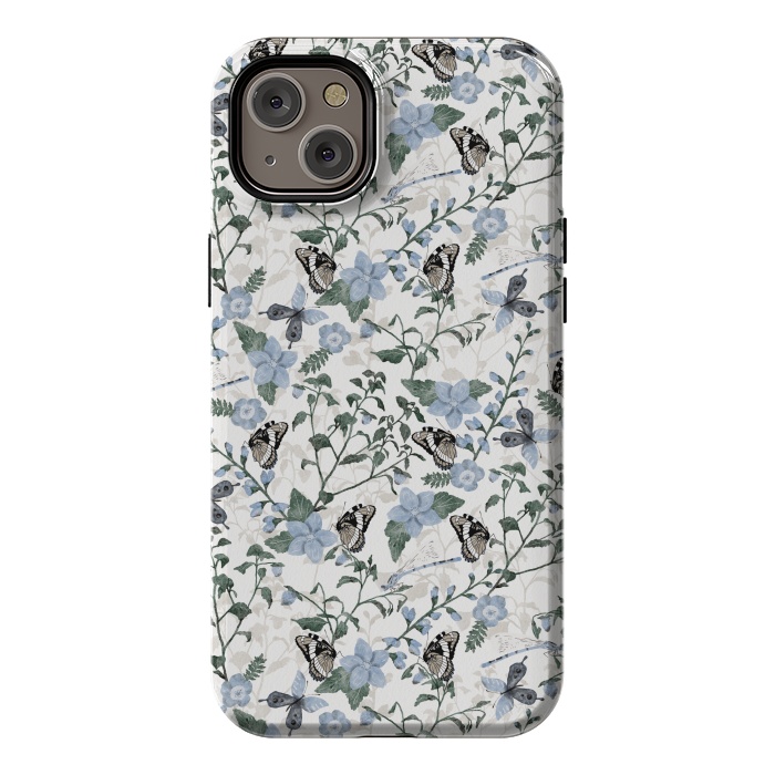 iPhone 14 Plus StrongFit Delicate Watercolour Butterflies and Dragonflies half-drop repeat pattern by Paula Ohreen