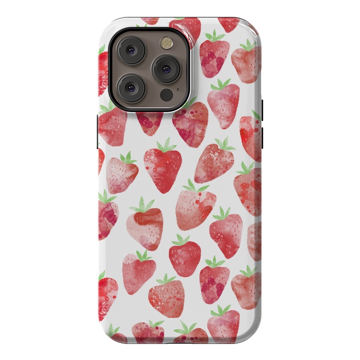 iPhone 14 Pro max StrongFit Strawberries Watercolor Painting by Nic Squirrell