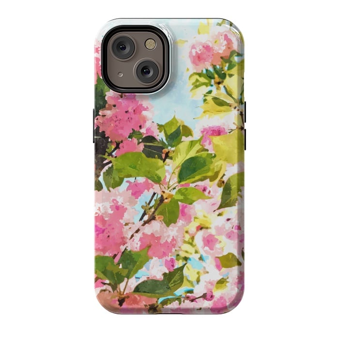 iPhone 14 StrongFit Day dreaming under the blooming Bougainvillea | Summer botanical Floral Vintage Garden Painting by Uma Prabhakar Gokhale