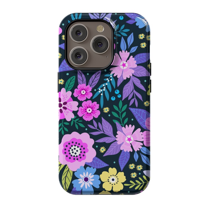 iPhone 14 Pro StrongFit Pink Multicolor WildFlowers at Best by ArtsCase