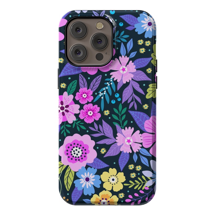 iPhone 14 Pro max StrongFit Pink Multicolor WildFlowers at Best by ArtsCase
