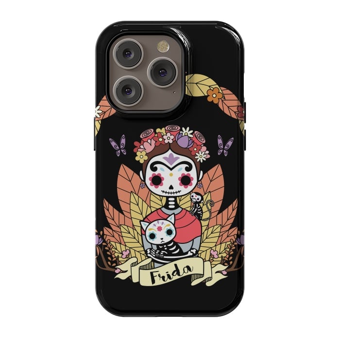 iPhone 14 Pro StrongFit Cute Frida sugar skull by Laura Nagel
