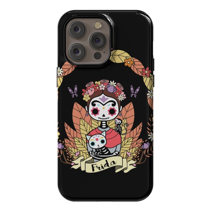 iPhone 14 Pro max StrongFit Cute Frida sugar skull by Laura Nagel