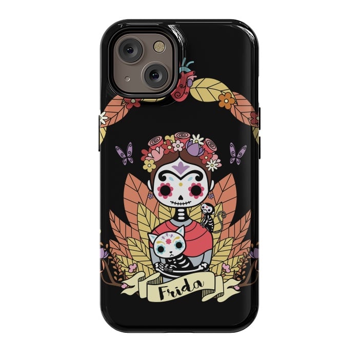 iPhone 14 StrongFit Cute Frida sugar skull by Laura Nagel
