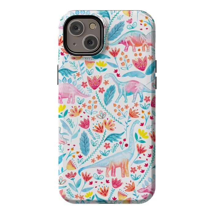 iPhone 14 Plus StrongFit Dinosaur Delight on White by gingerlique