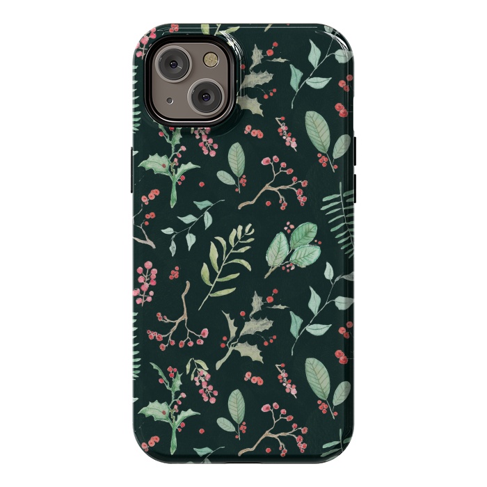iPhone 14 Plus StrongFit Berries and winter foliage - Christmas pattern by Oana 