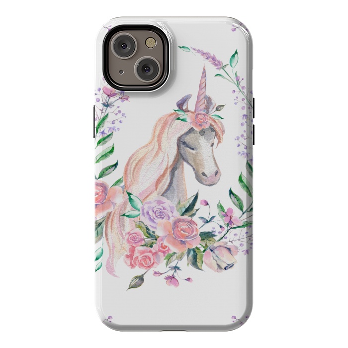 iPhone 14 Plus StrongFit watercolor floral unicorn by haroulita