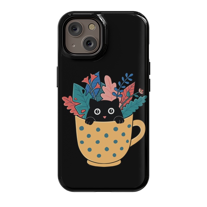 iPhone 14 StrongFit Cat and flowers by Coffee Man