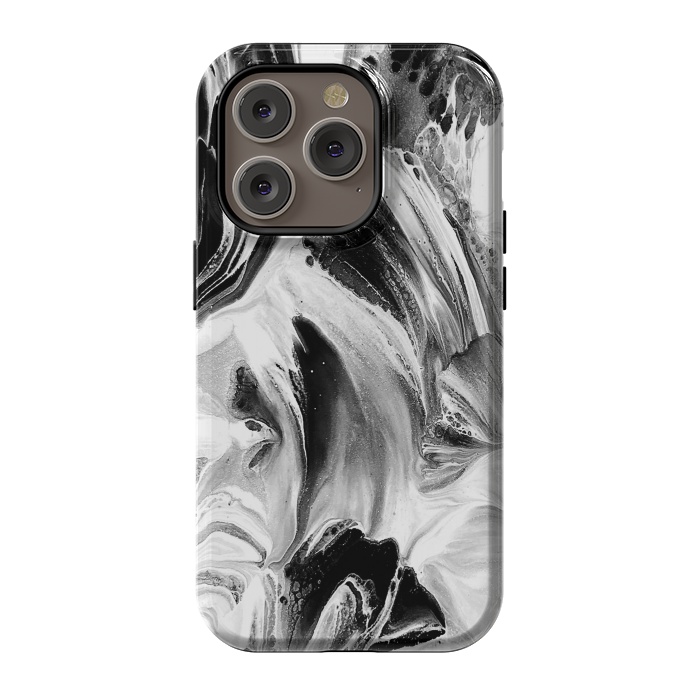 iPhone 14 Pro StrongFit Black and White Brushed Paint by Ashley Camille