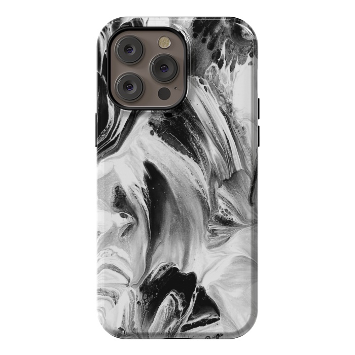 iPhone 14 Pro max StrongFit Black and White Brushed Paint by Ashley Camille