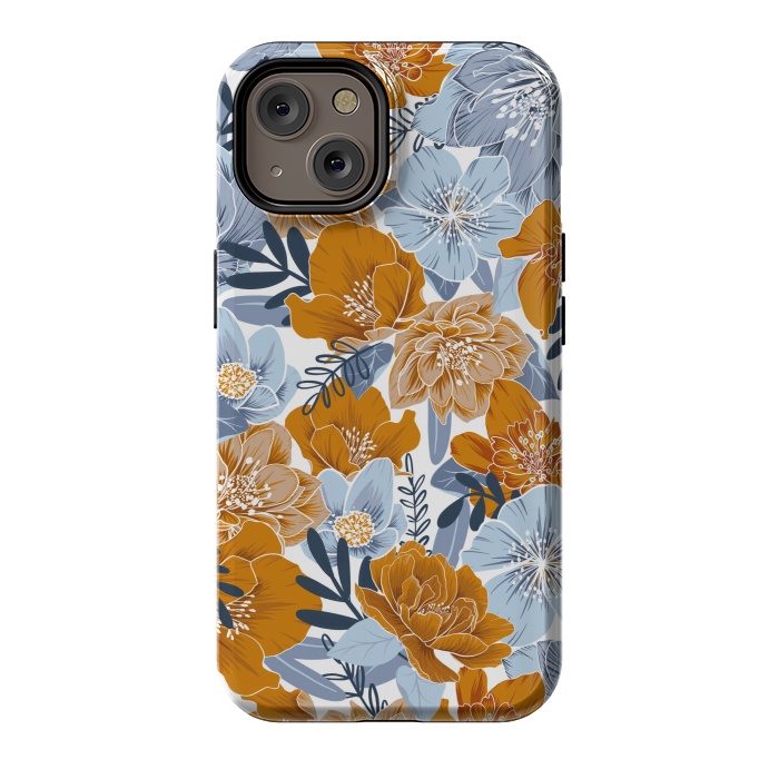 iPhone 14 StrongFit Cozy Florals in Desert Sun, Navy and Fog by gingerlique