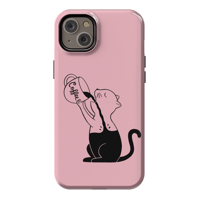 iPhone 14 Plus StrongFit Cat full coffee Pink by Coffee Man