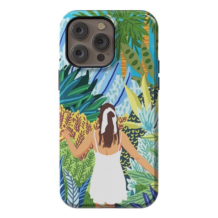iPhone 14 Pro max StrongFit Lost in the Jungle of Feelings | Forest Tropical Botanical Nature Plants Illustration by Uma Prabhakar Gokhale