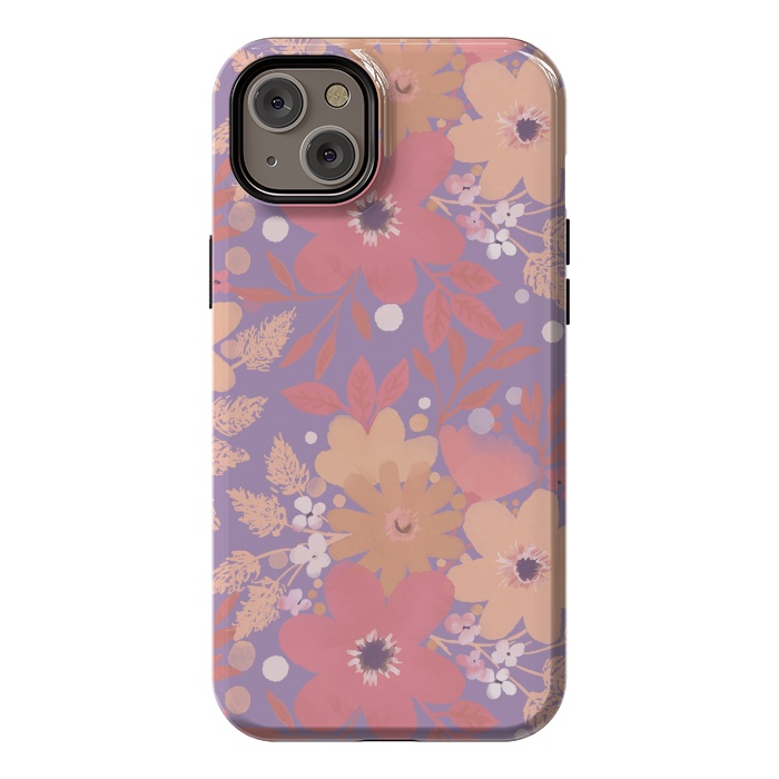iPhone 14 Plus StrongFit Watercolor dotted wildflowers - pink purple by Oana 
