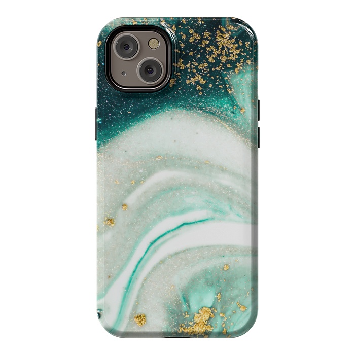 iPhone 14 Plus StrongFit Green Marble Swirls and Agate Ripples by ArtsCase