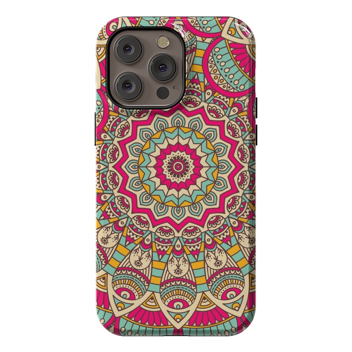 iPhone 14 Pro max StrongFit Ethnic floral seamless and Madala pattern by ArtsCase