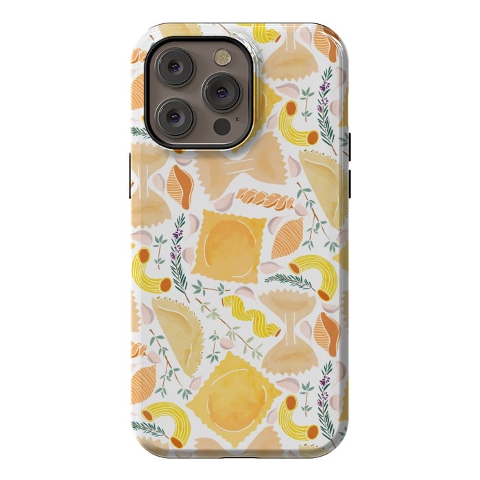 iPhone 14 Pro max StrongFit Pasta Pattern on White by Tangerine-Tane