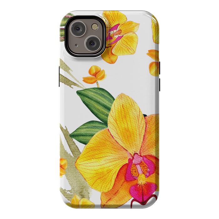 iPhone 14 Plus StrongFit watercolor yellow orchid flowers by haroulita