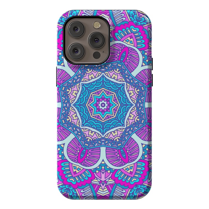 iPhone 14 Pro max StrongFit purple pink modern star mandala  by haroulita