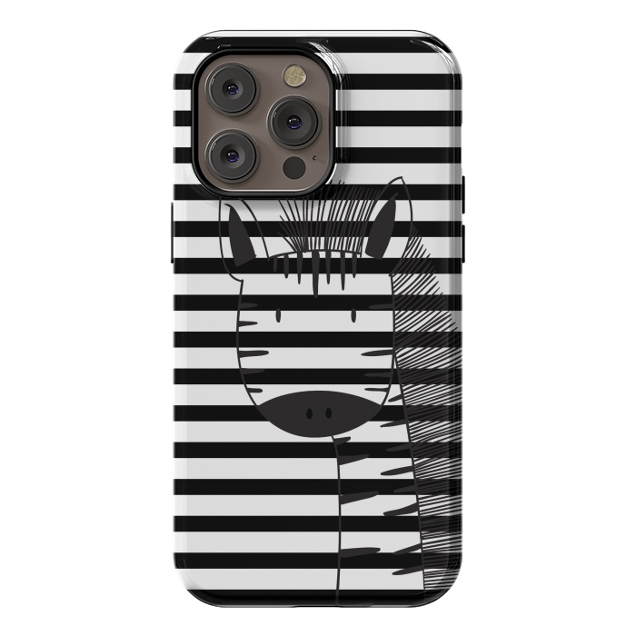 iPhone 14 Pro max StrongFit minimal black white cute zebra by haroulita