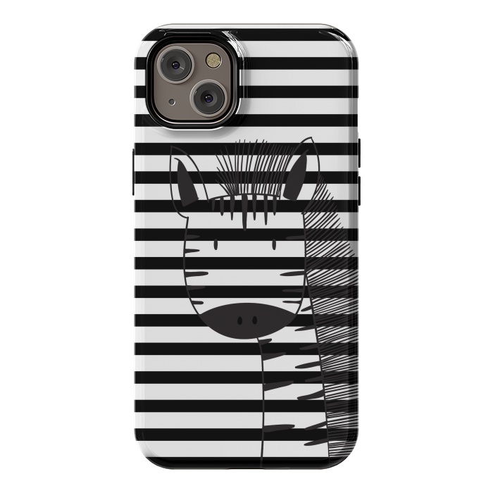 iPhone 14 Plus StrongFit minimal black white cute zebra by haroulita