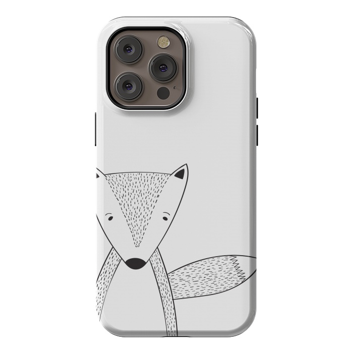 iPhone 14 Pro max StrongFit cute black white fox by haroulita