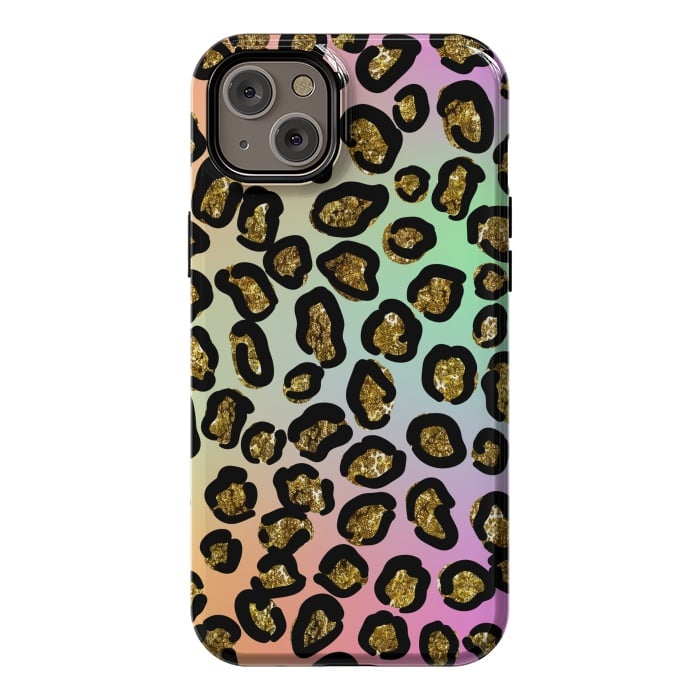 iPhone 14 Plus StrongFit rainbow glitter animal print pattern by haroulita