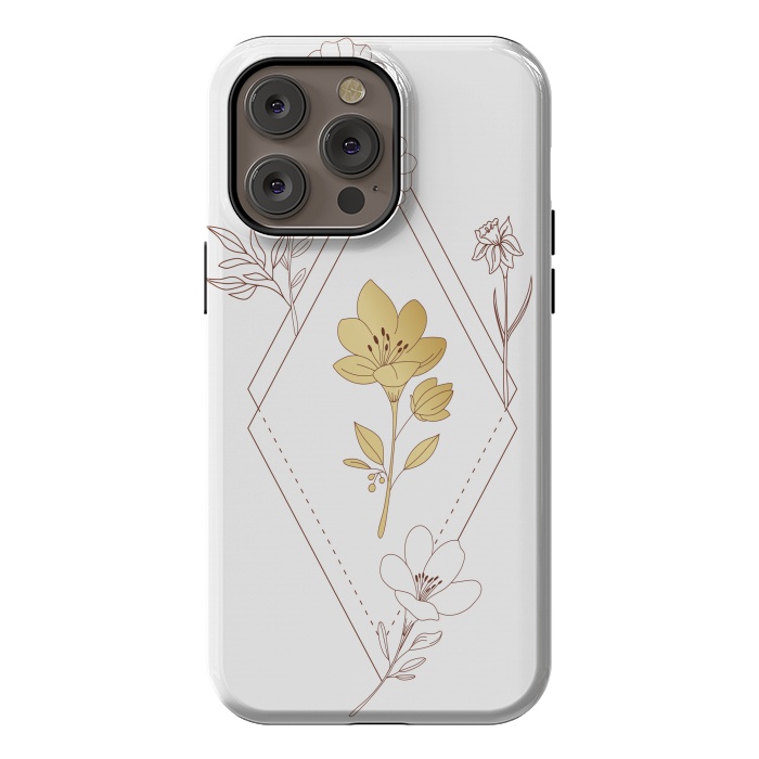 iPhone 14 Pro max StrongFit gold flower  by haroulita