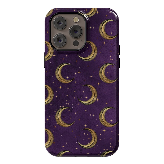 iPhone 14 Pro max StrongFit gold moon in night sky by haroulita