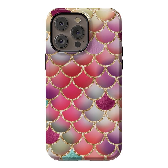 iPhone 14 Pro max StrongFit colorful mermaid glitter scales by haroulita