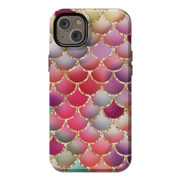 iPhone 14 Plus StrongFit colorful mermaid glitter scales by haroulita