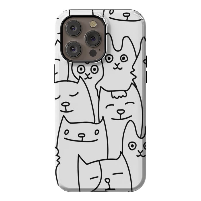 iPhone 14 Pro max StrongFit black white funny cats by haroulita