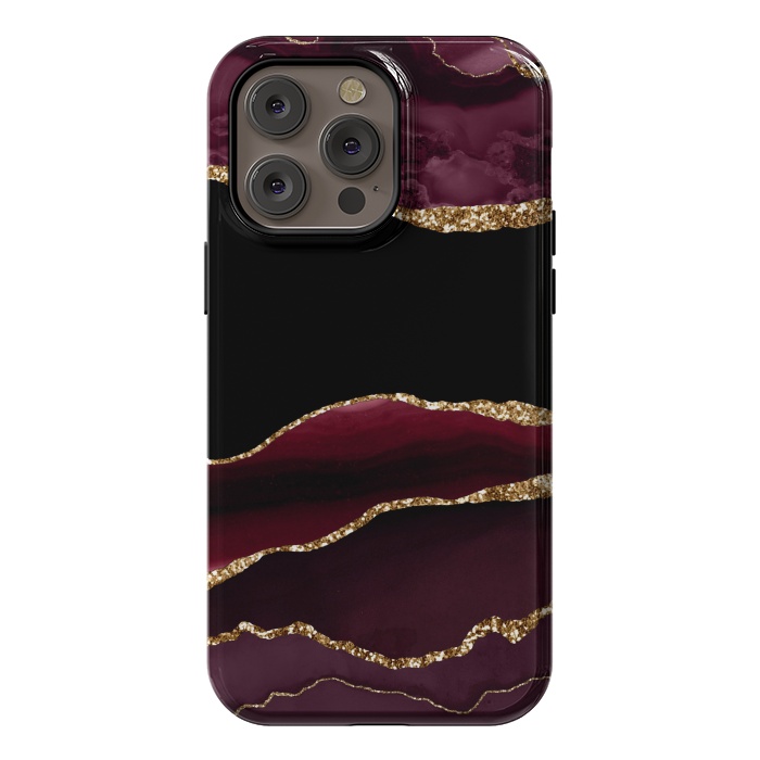 iPhone 14 Pro max StrongFit burgundy agate marble by haroulita