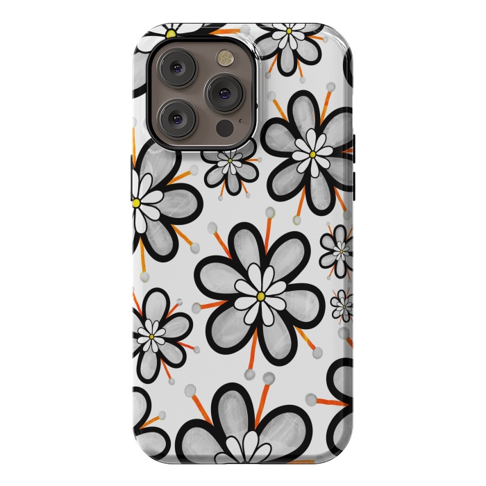 iPhone 14 Pro max StrongFit gray flowers  by haroulita