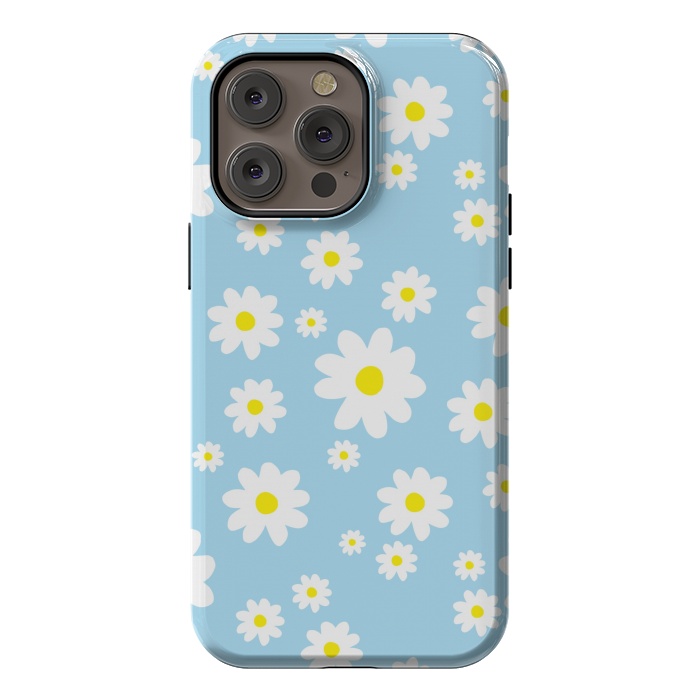 iPhone 14 Pro max StrongFit Blue Daisy Flower Pattern by Julie Erin Designs